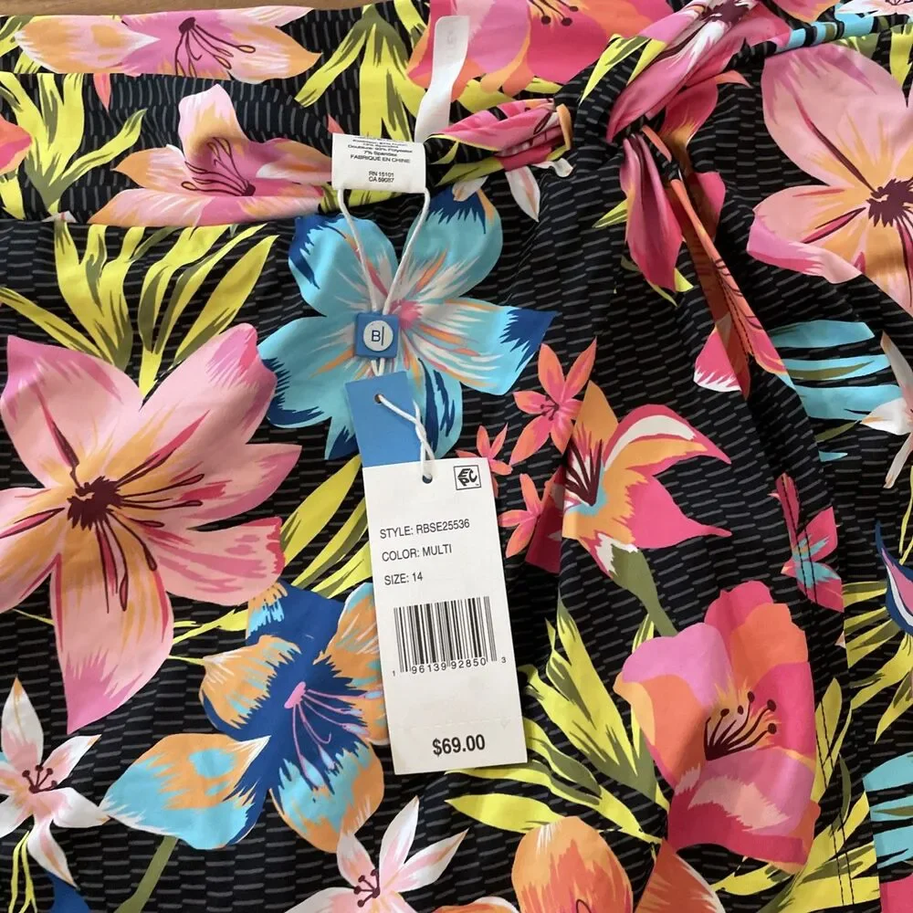 Bleu by Rod Beattie Sweet Escape Draped Swim Skirt Size 14 NWT $69